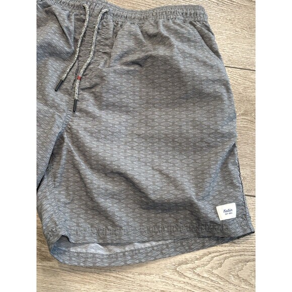 Katin Board Shorts Mens Size XL Gray Mesh Lined Beach Swim Trunks Geometric - Picture 2 of 7